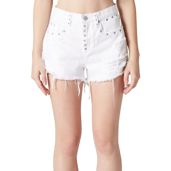 Blank NYC Pants - New Blank NYC White Distressed Ripped Shorts High Waisted